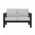 Outdoor Loveseat Aluminum Black Gray Cushion 50in 600 lb Capacity