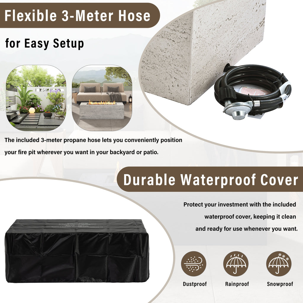 2-in-1 Outdoor Fire Pit and Propane Tank Stand Set 41.9 Inch, Beige Grey