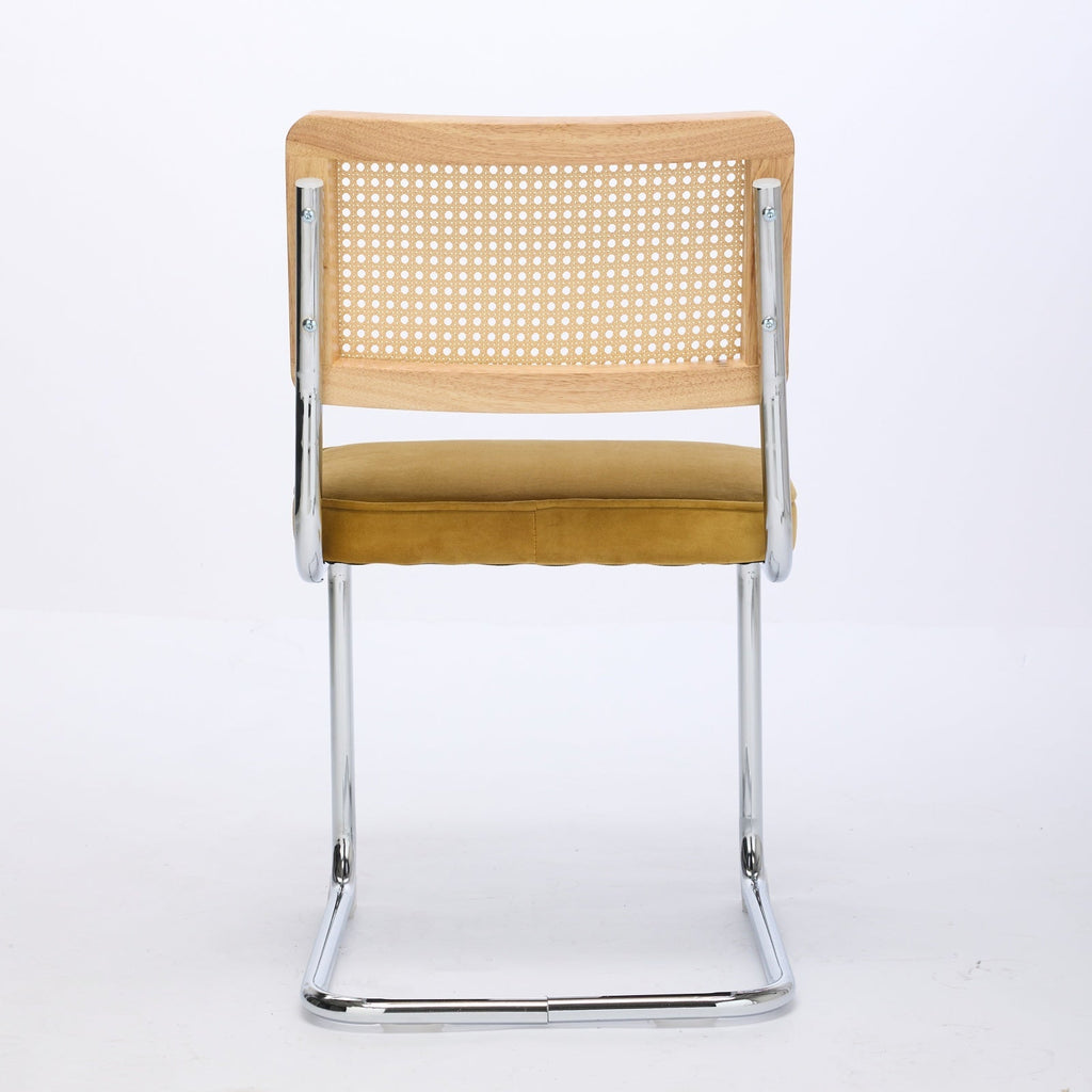 Mid Century Modern Dining Chairs Set of 2, Velvet Accent Chairs with Natural