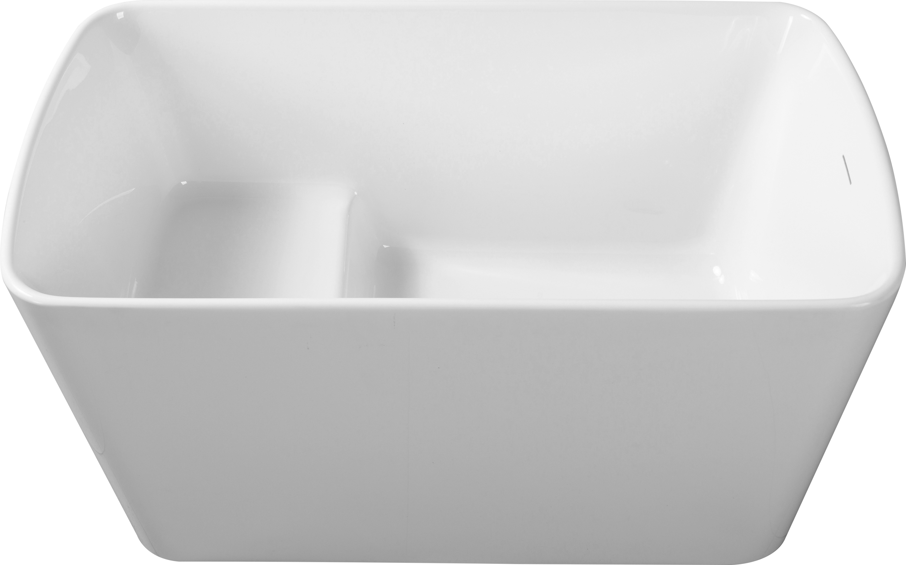 49in Acrylic Freestanding Soaking Bathtub, Square Japanese Sit-In, Chrome Drain