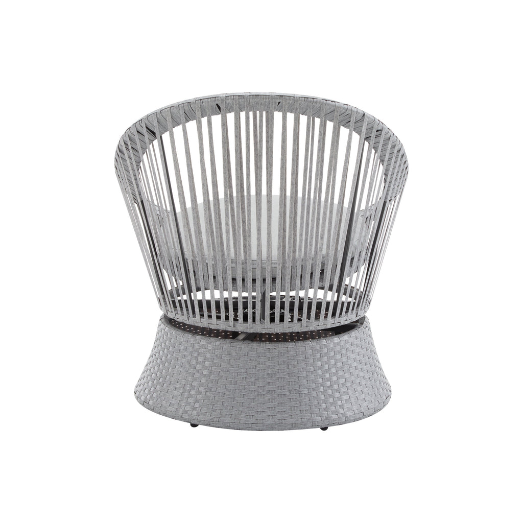 Modern Silver Grey Swivel Wicker Lounge Chair Set with PE Rattan and Iron