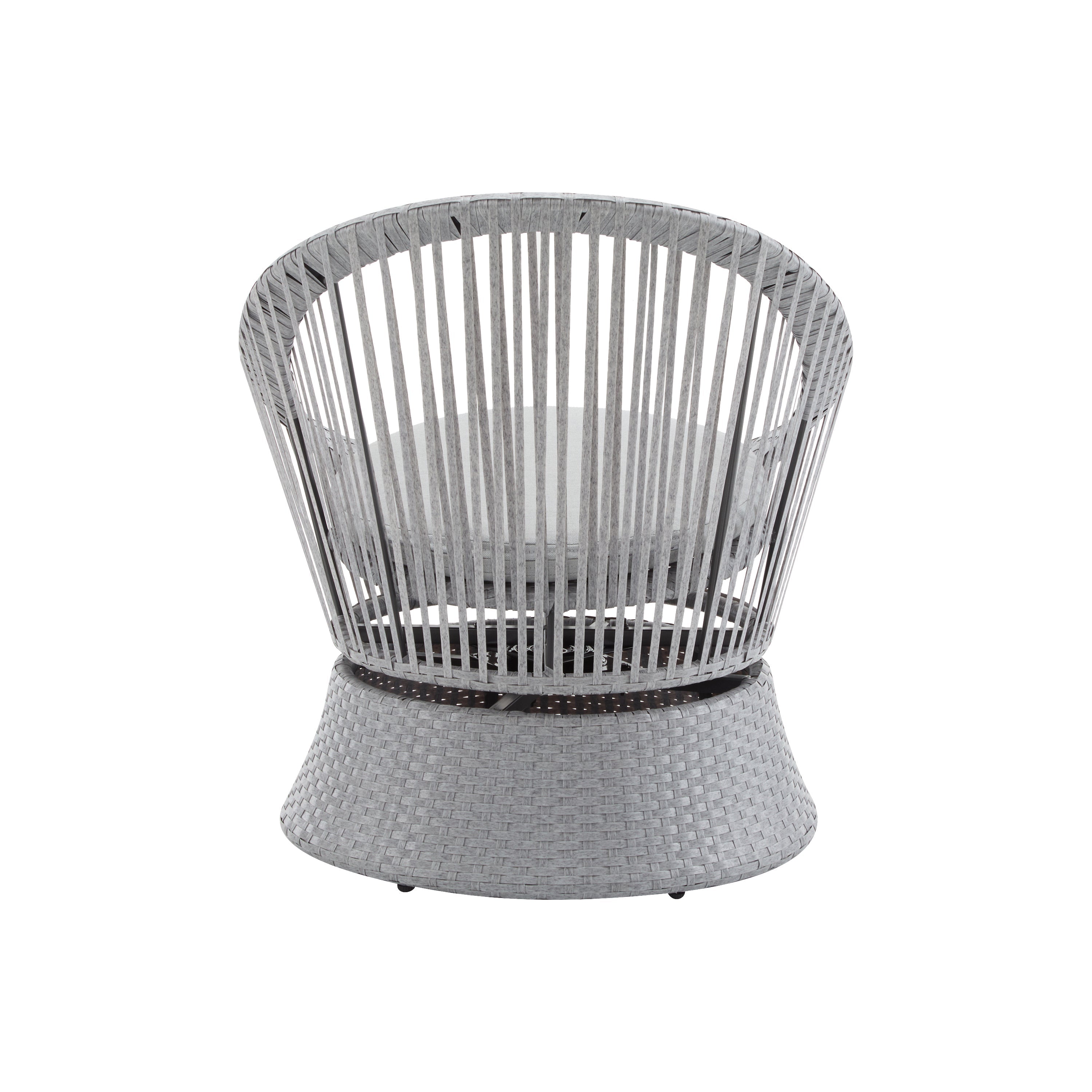 Modern Silver Grey Swivel Wicker Lounge Chair Set with PE Rattan and Iron