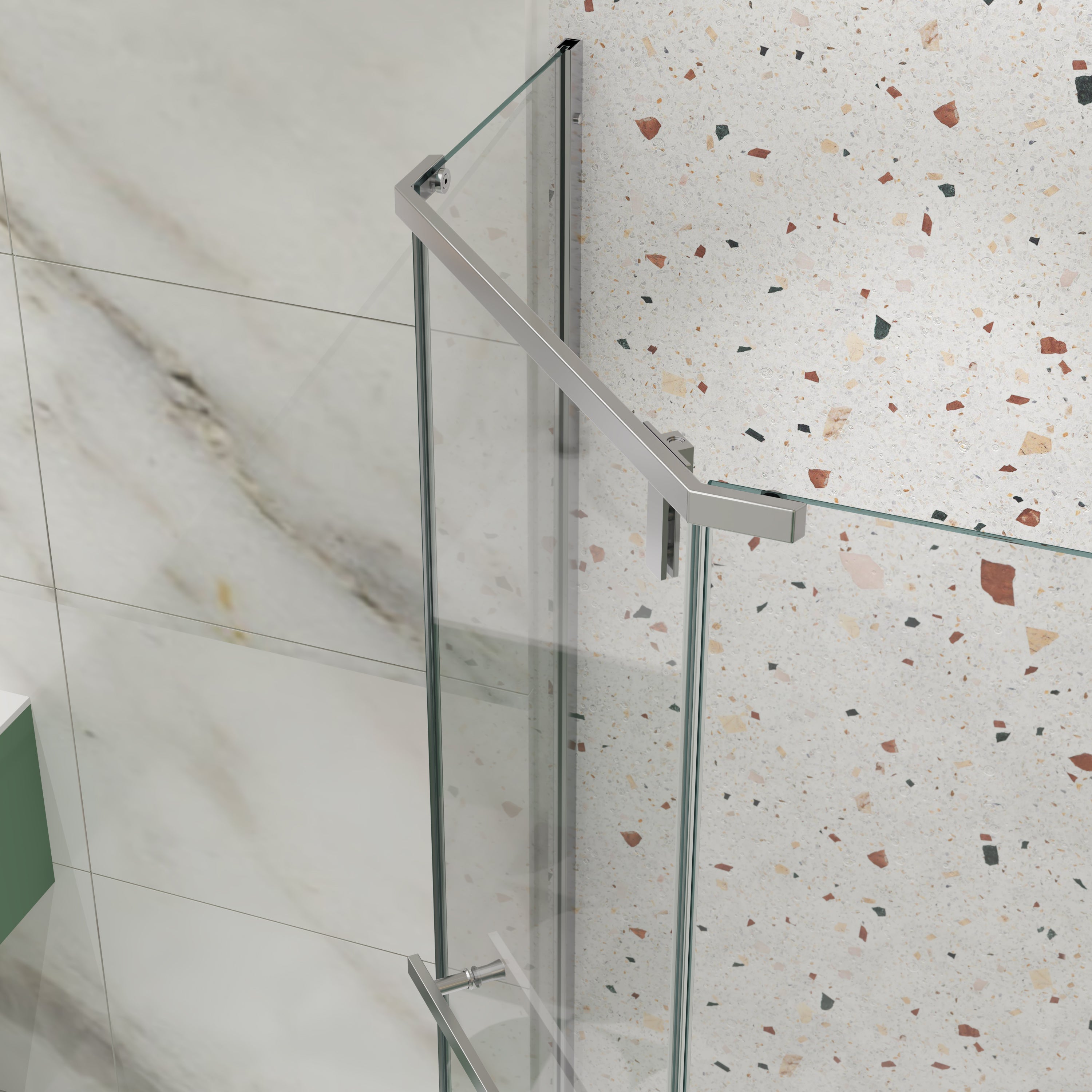 Pivot Shower Door 34.75 x 72 in. Frameless Neo-Angle Chrome, 1/4in Tempered