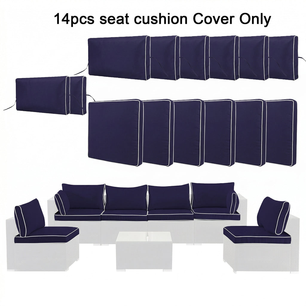 Cushion Covers for 7 Pcs (6-Seaters) Wicker Rattan Sectional Sofa,  14Pack