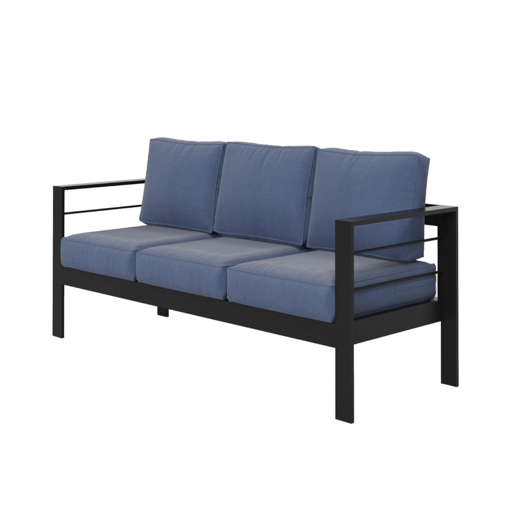 Outdoor Patio Set 3 Piece Aluminum Sofa Loveseat Black Blue