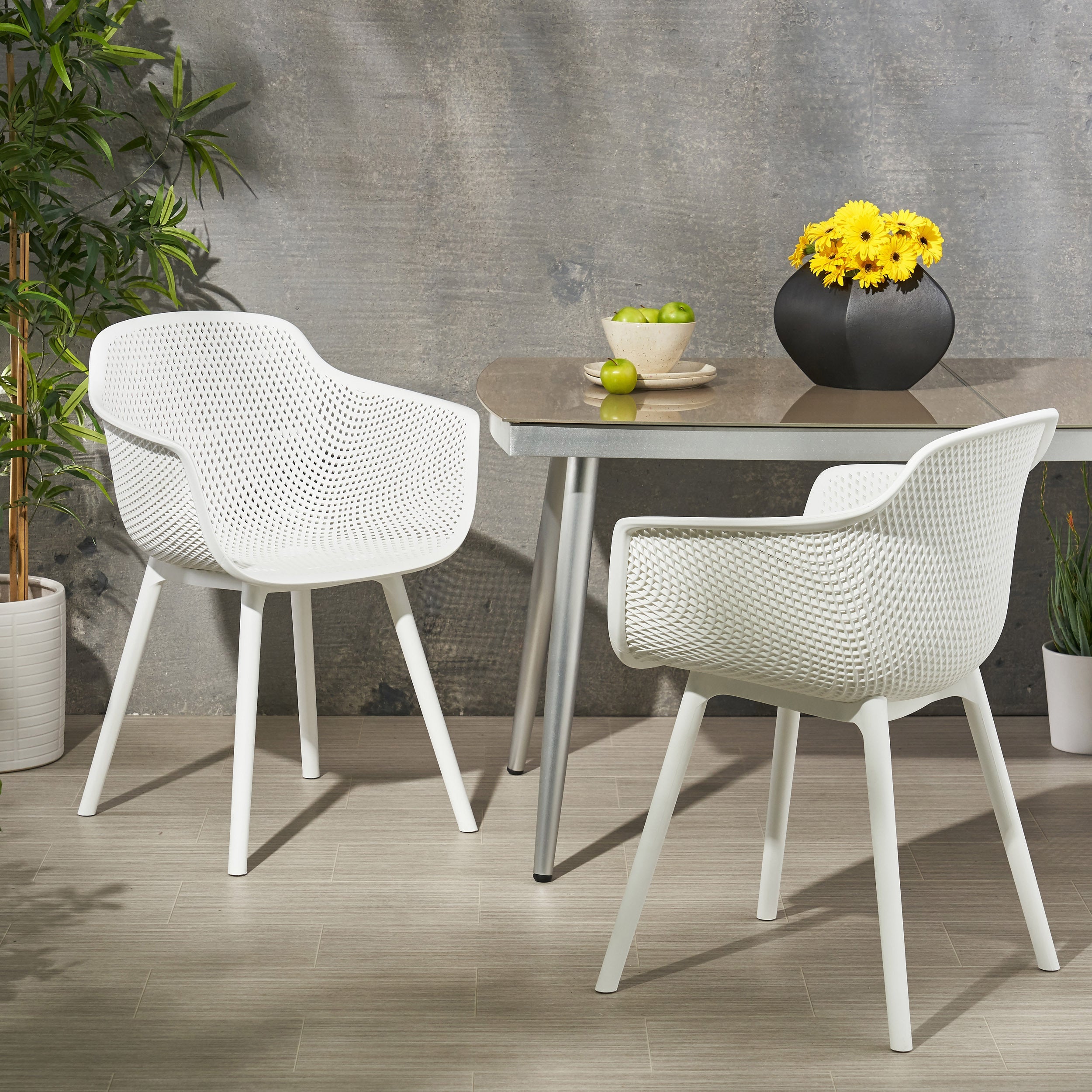 Accent Chair Minimalist White Polypropylene Diamond 24