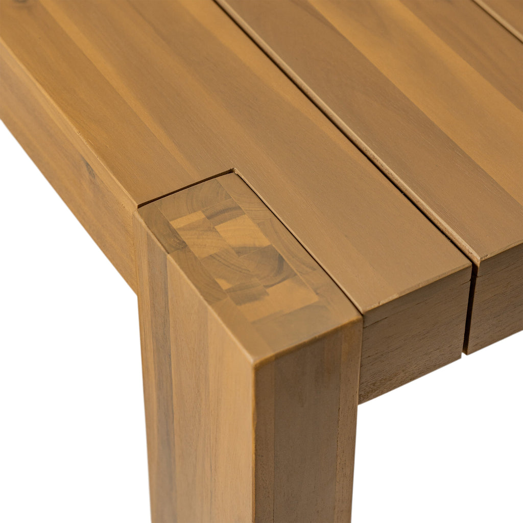 Outdoor Dining Set Acacia Wood Light Teak 7 Piece Rectangle Seats 6