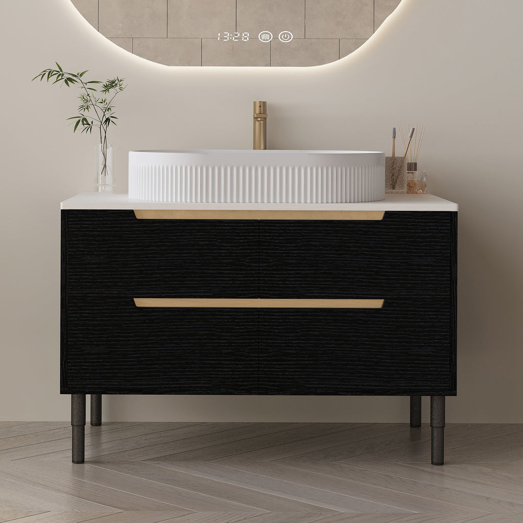 36 inch Bathroom Vanity, Freestanding or Wall Mounted with Ceramic Integrated...