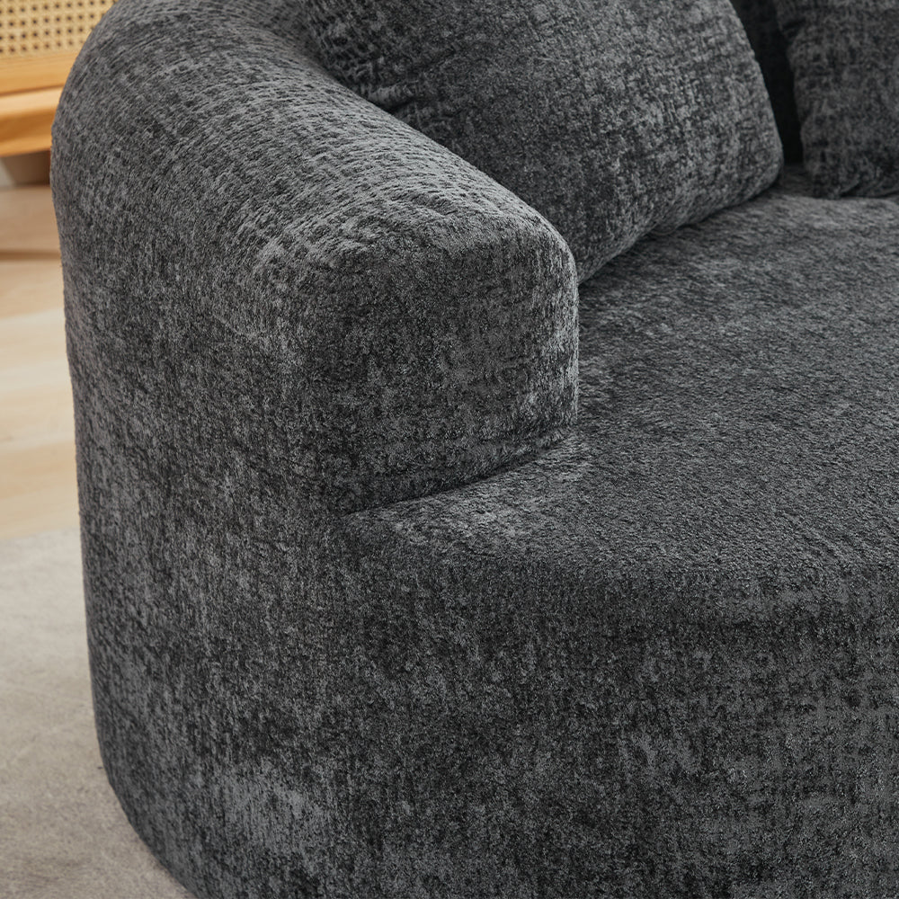 Loveseat Curved Chenille Gray Deep Seat 3 Pillows No Assembly 63 In 300 LB