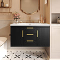 36'' Wall Mounted Bathroom Vanity with Resin Sink and 2 Drawers