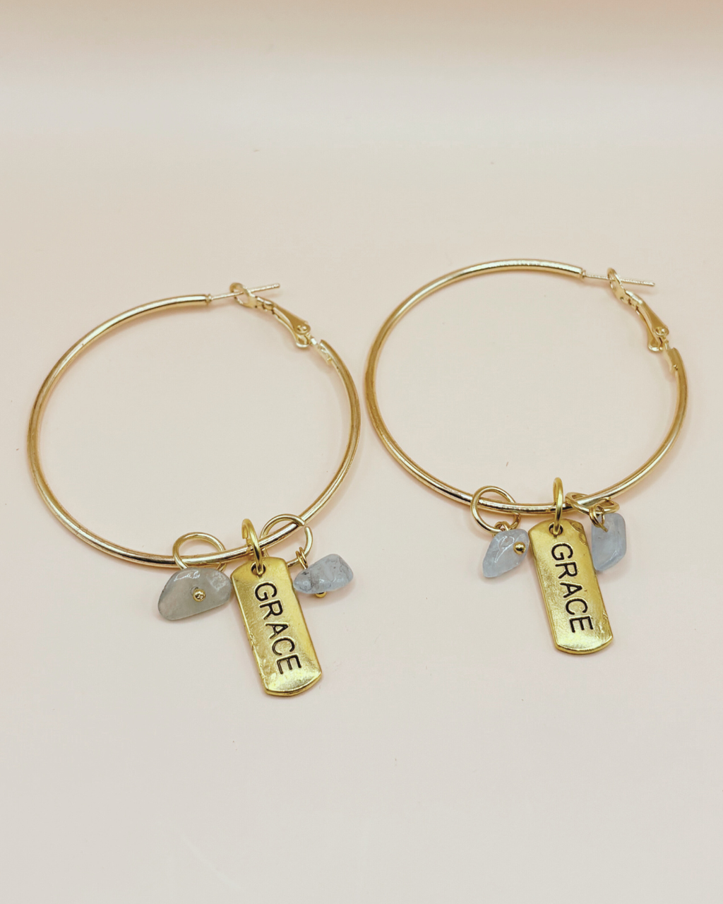 Grace Gold Hoop Earrings- blue