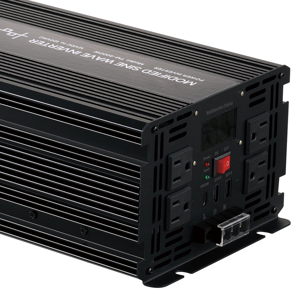 4000W Modified Sine Wave Power Inverter, 12V to 120V, LCD, USB, for RV Truck