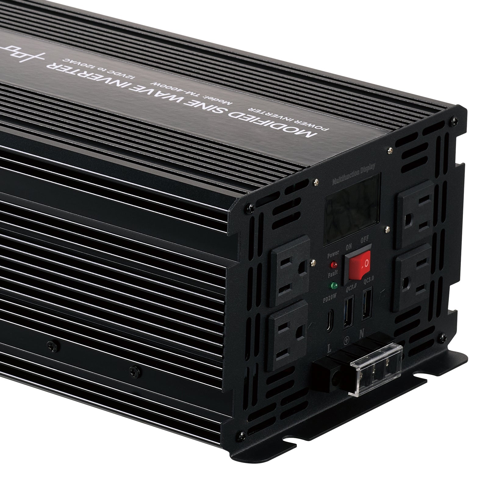 4000W Modified Sine Wave Power Inverter, 12V to 120V, LCD, USB, for RV Truck