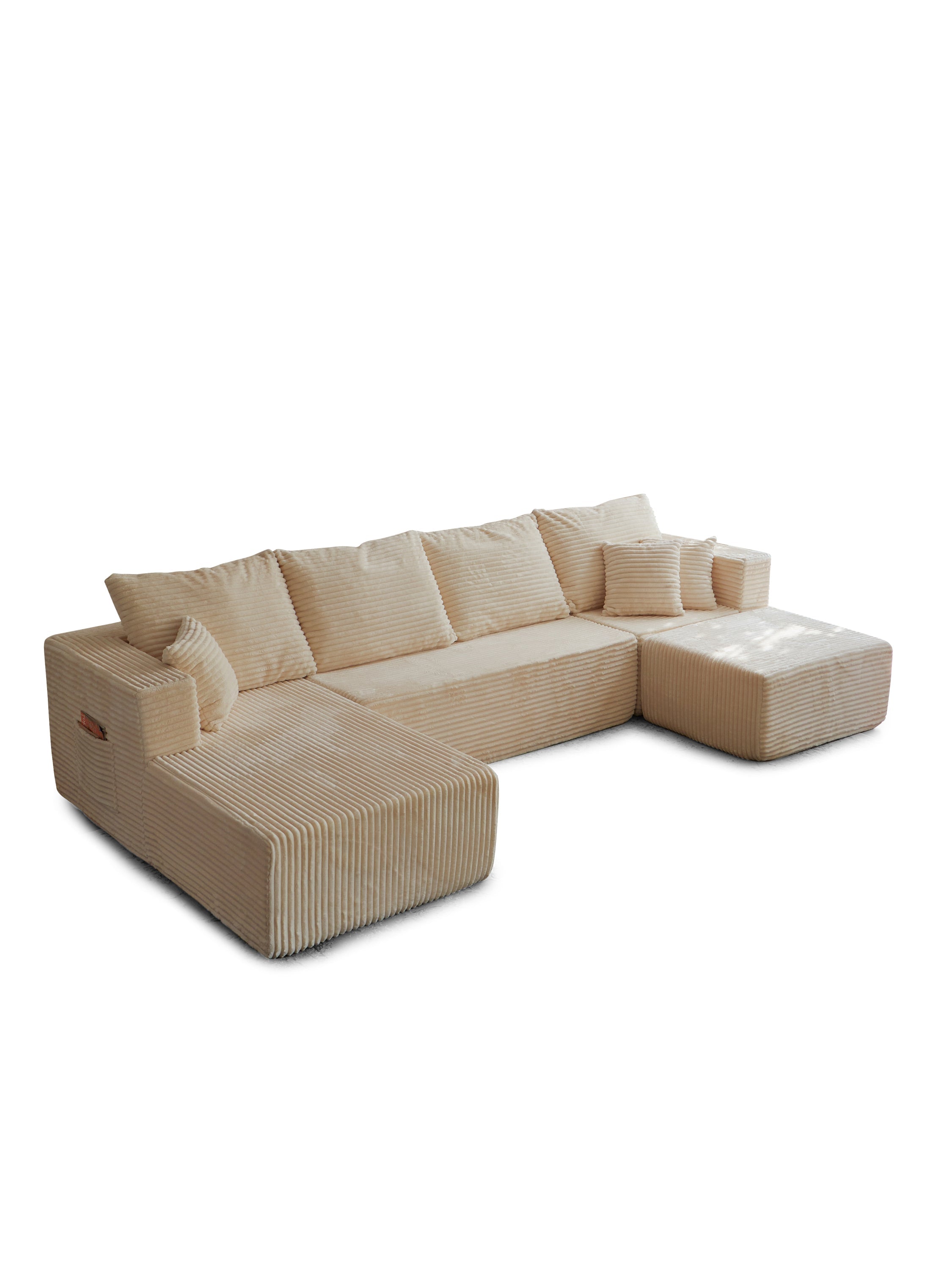 Sectional Sofa U-Shape Cloud Modular Beige 4 Seat 134 In No Assembly