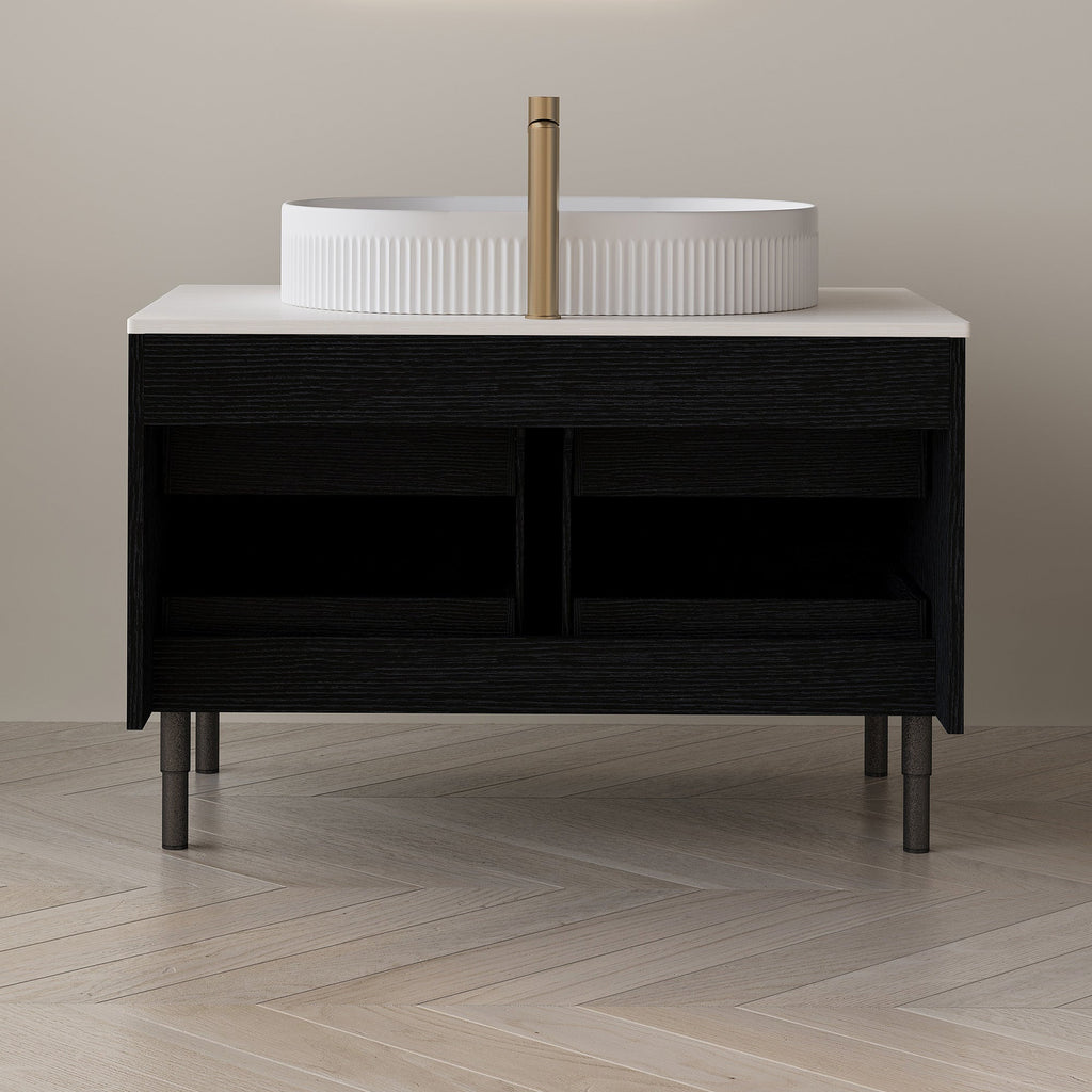 36 inch Bathroom Vanity, Freestanding or Wall Mounted with Ceramic Integrated...