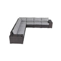 Outdoor Sectional Set HDPE Wicker Aluminum Gray 15 Cushions 2100 LB