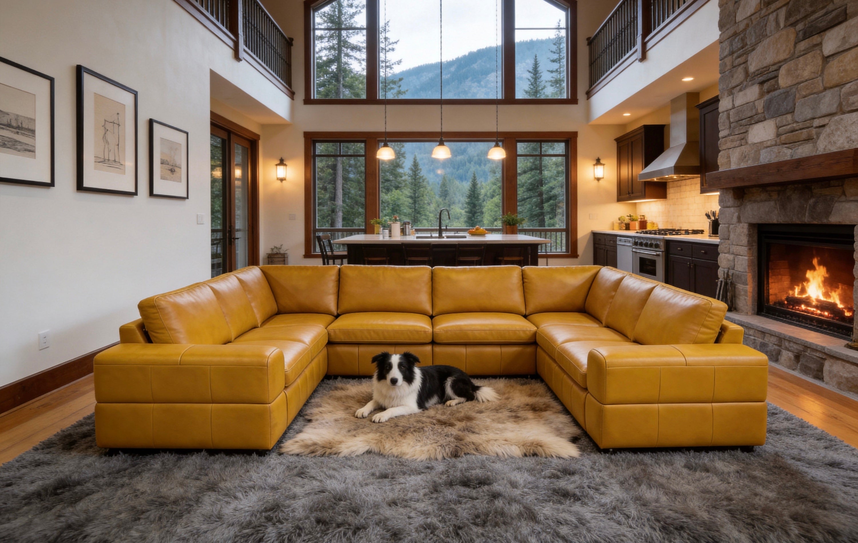 Sectional Sofa Modular Leather Match Ginger 8 Seat 2 Recliners 128 In