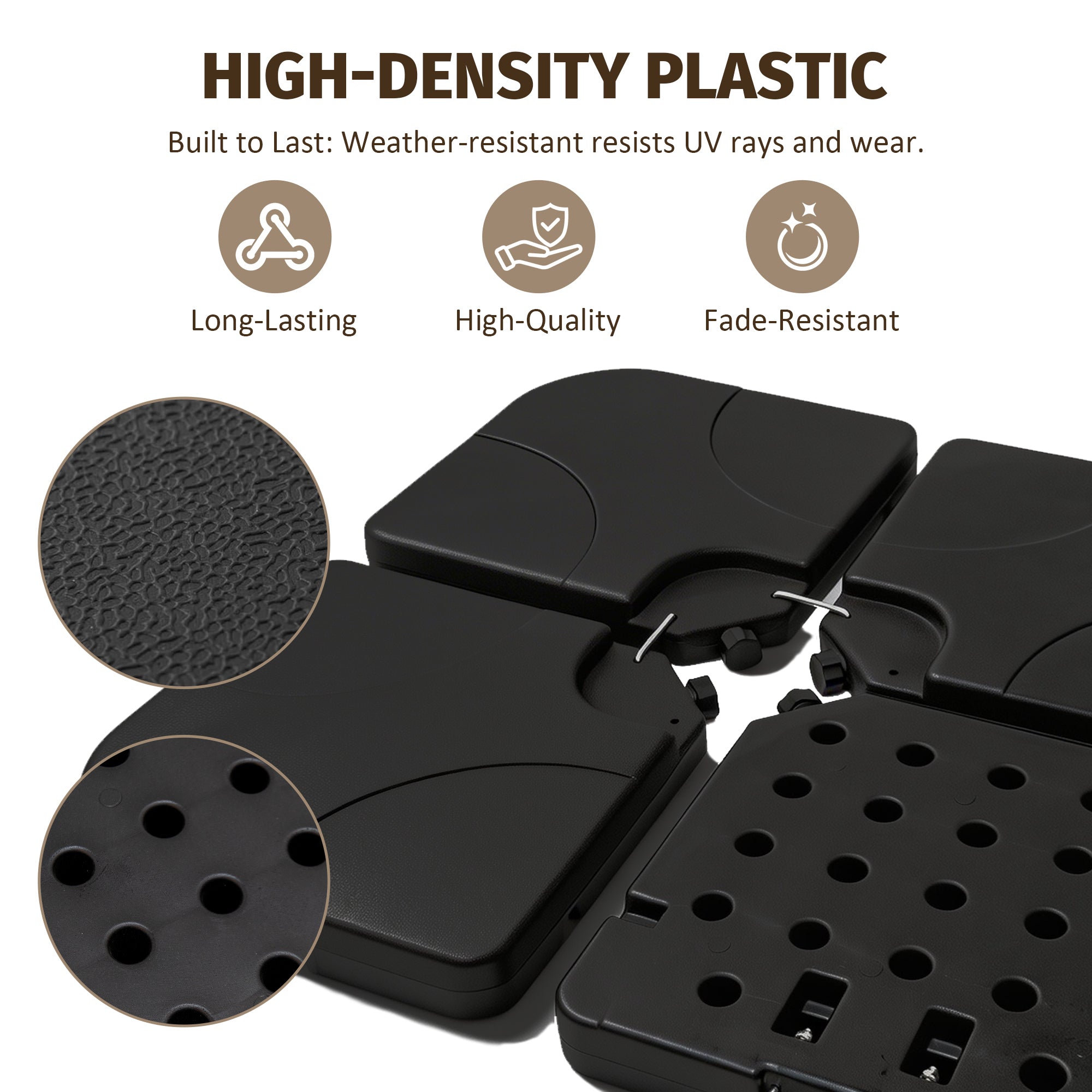Patio Umbrella Base Offset HDPE Black 4 Panel 220 LB Water or Sand