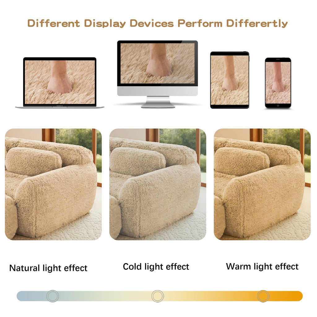 LoveSeat Modular Plush Light Khaki 2 Seat Non-Slip