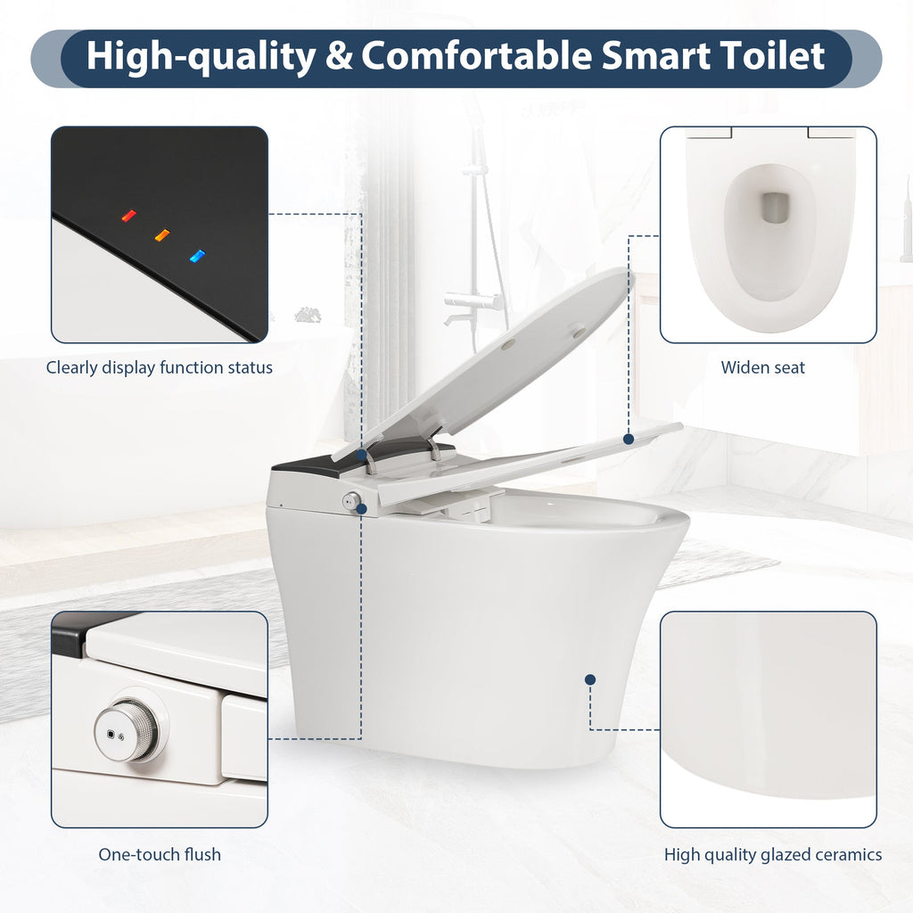 Heated Seat Smart Toilet, One Piece Toilet, Automatic Flush Tankless Toilet w...