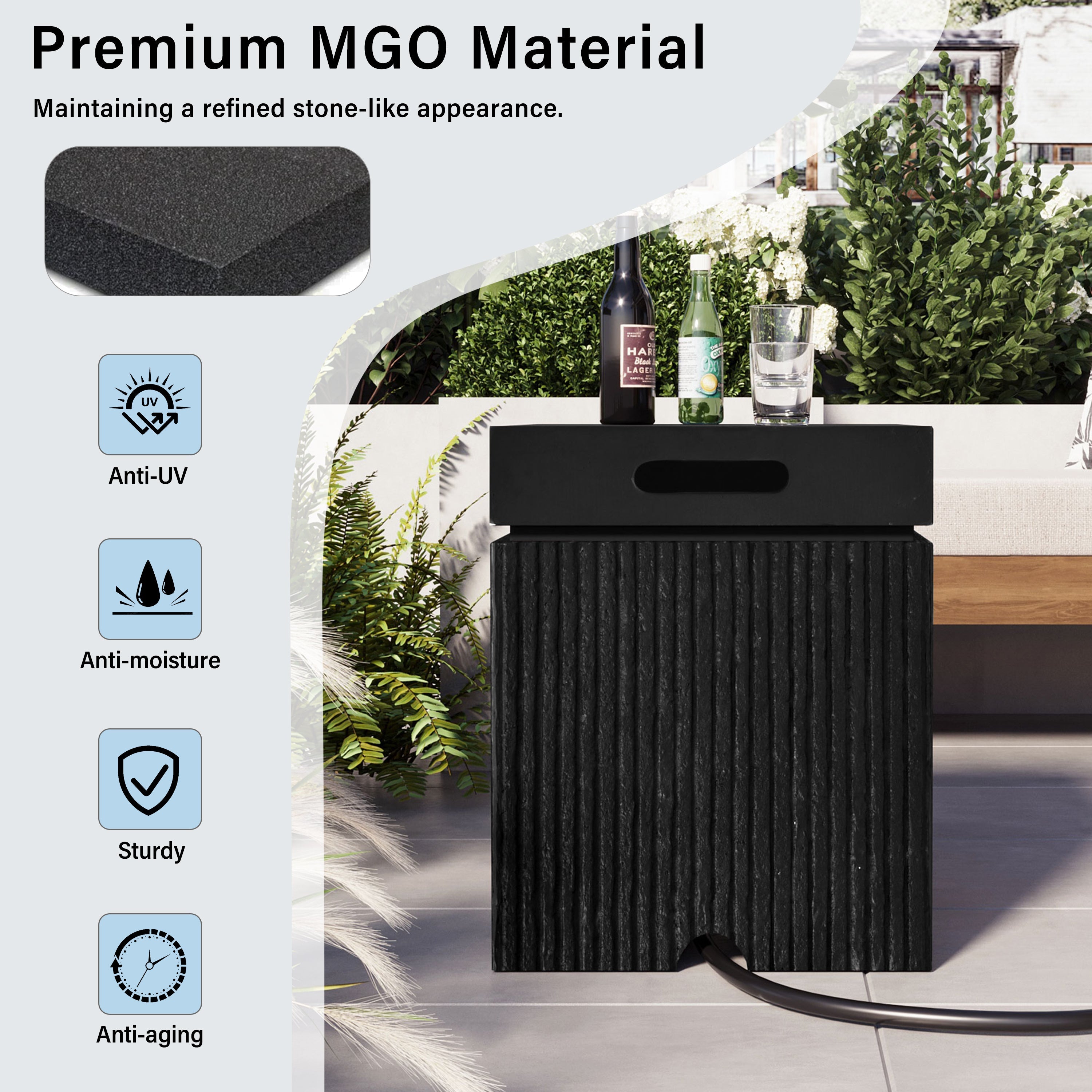 2-Piece Fire Pit Set: 41.9 in Propane Fire Pit 40,000 BTU with Lava Rocks and MGO Tank Cover