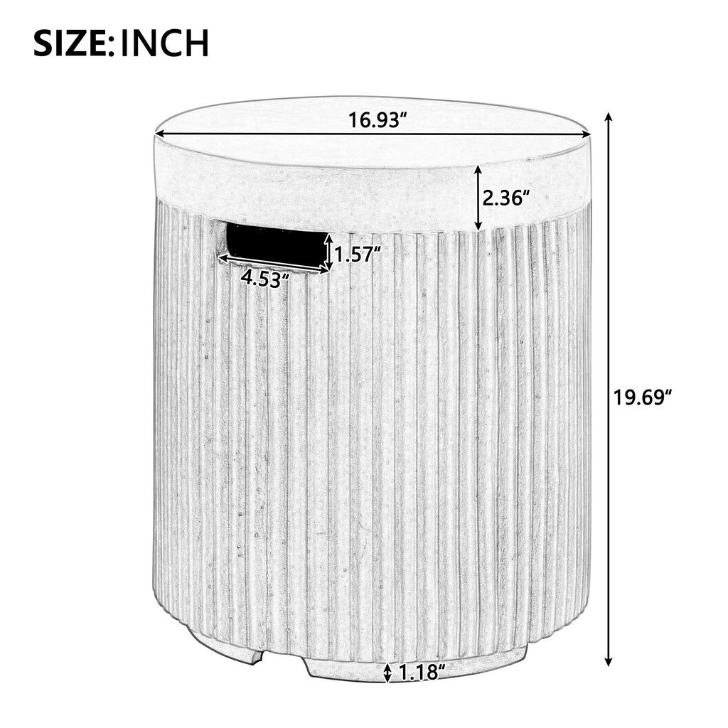 Fire Pit Propane Round MGO 50000 BTU with Tank Cover Table 38.19 In