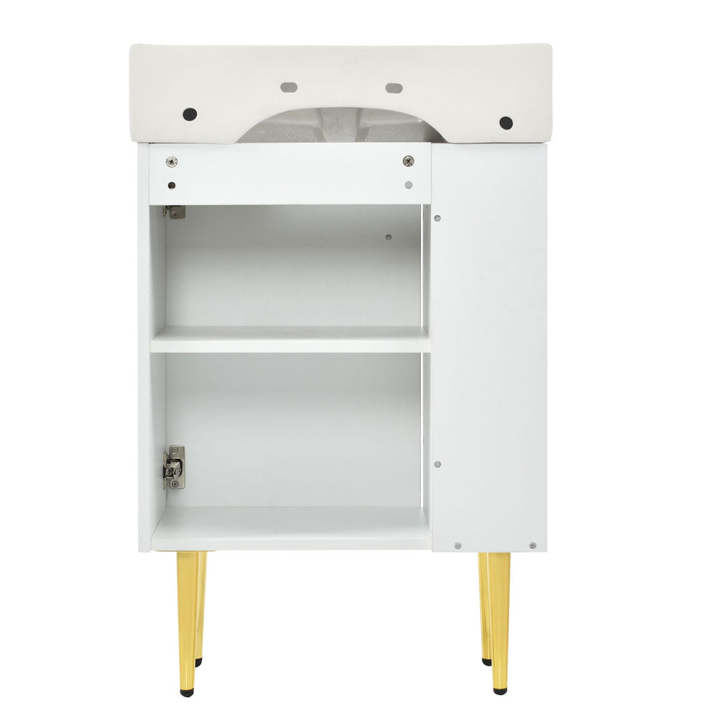 Amelia 21.6' Bathroom Vanity with Storage Cabinet, Single Ceramic Sink and Le...