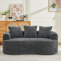 Loveseat Curved Chenille Gray Deep Seat 3 Pillows No Assembly 63 In 300 LB