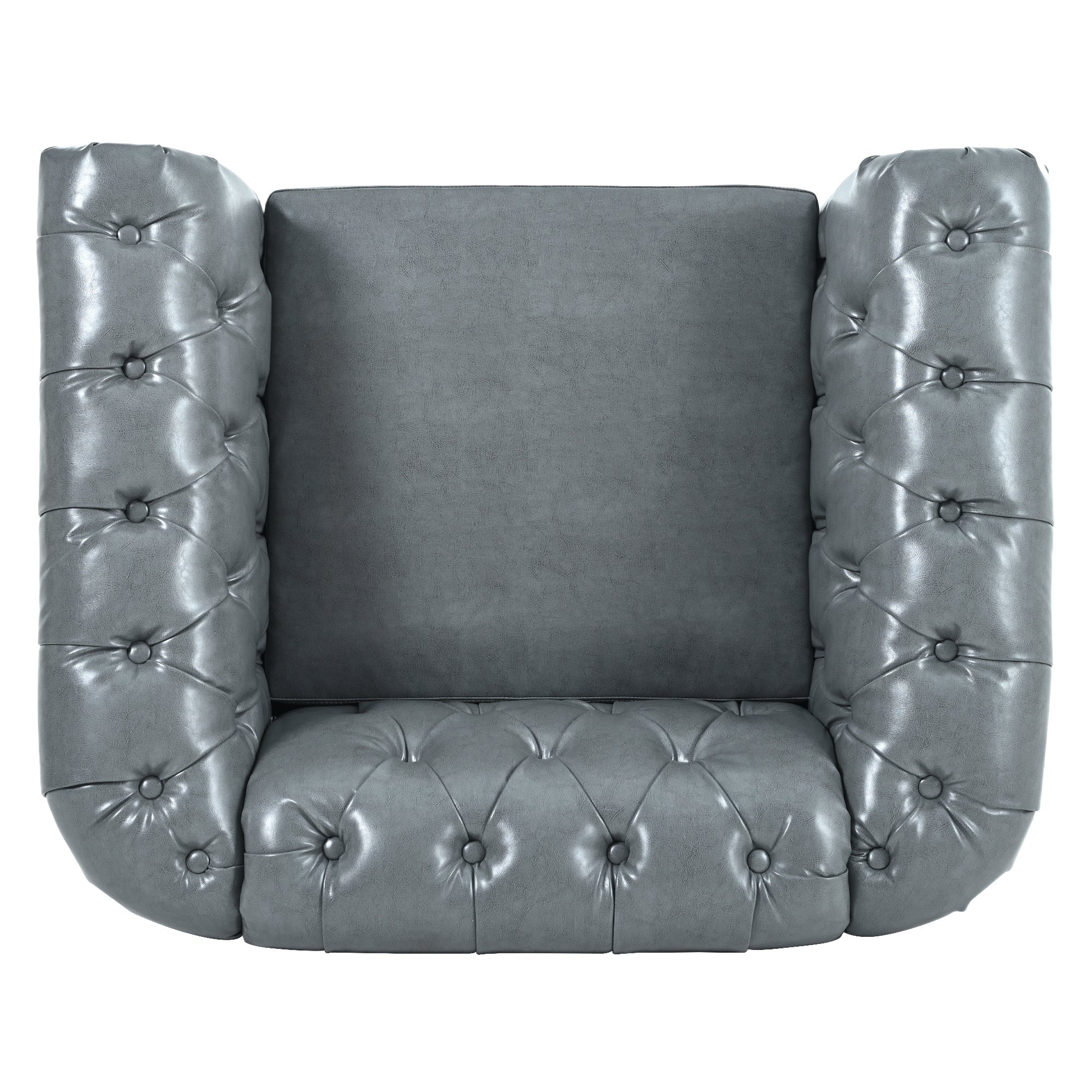 Accent Chair Contemporary PU Leather Gray Birch Legs 39x32x28 In 220 LB