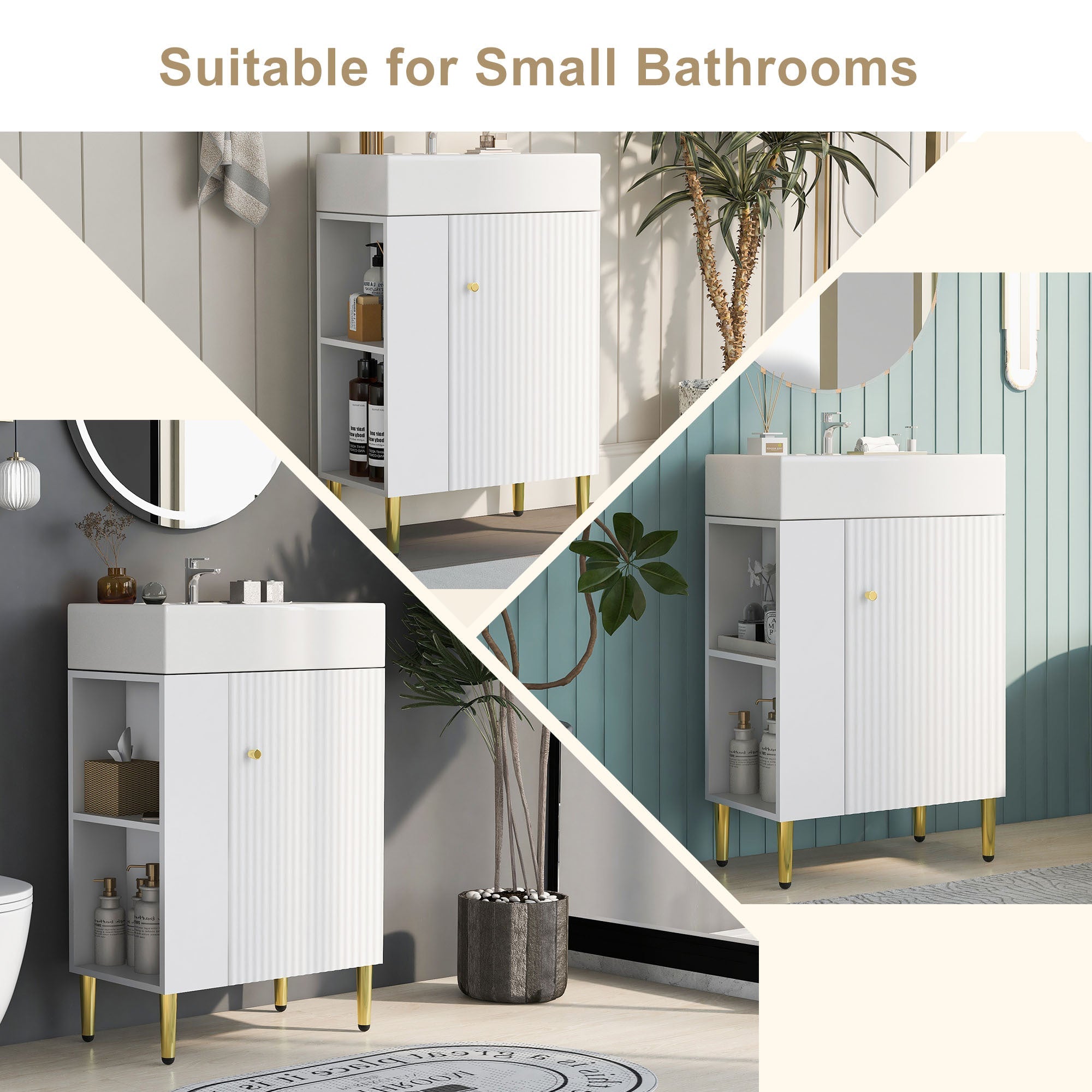 Amelia 21.6' Bathroom Vanity with Storage Cabinet, Single Ceramic Sink and Le...