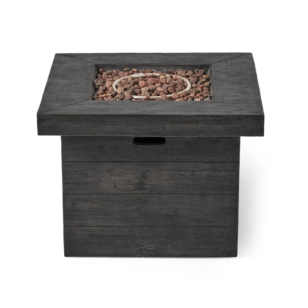 ANCHORAGE 32'' Wood Square MGO Fire Pit Grey - 40,000 BTU