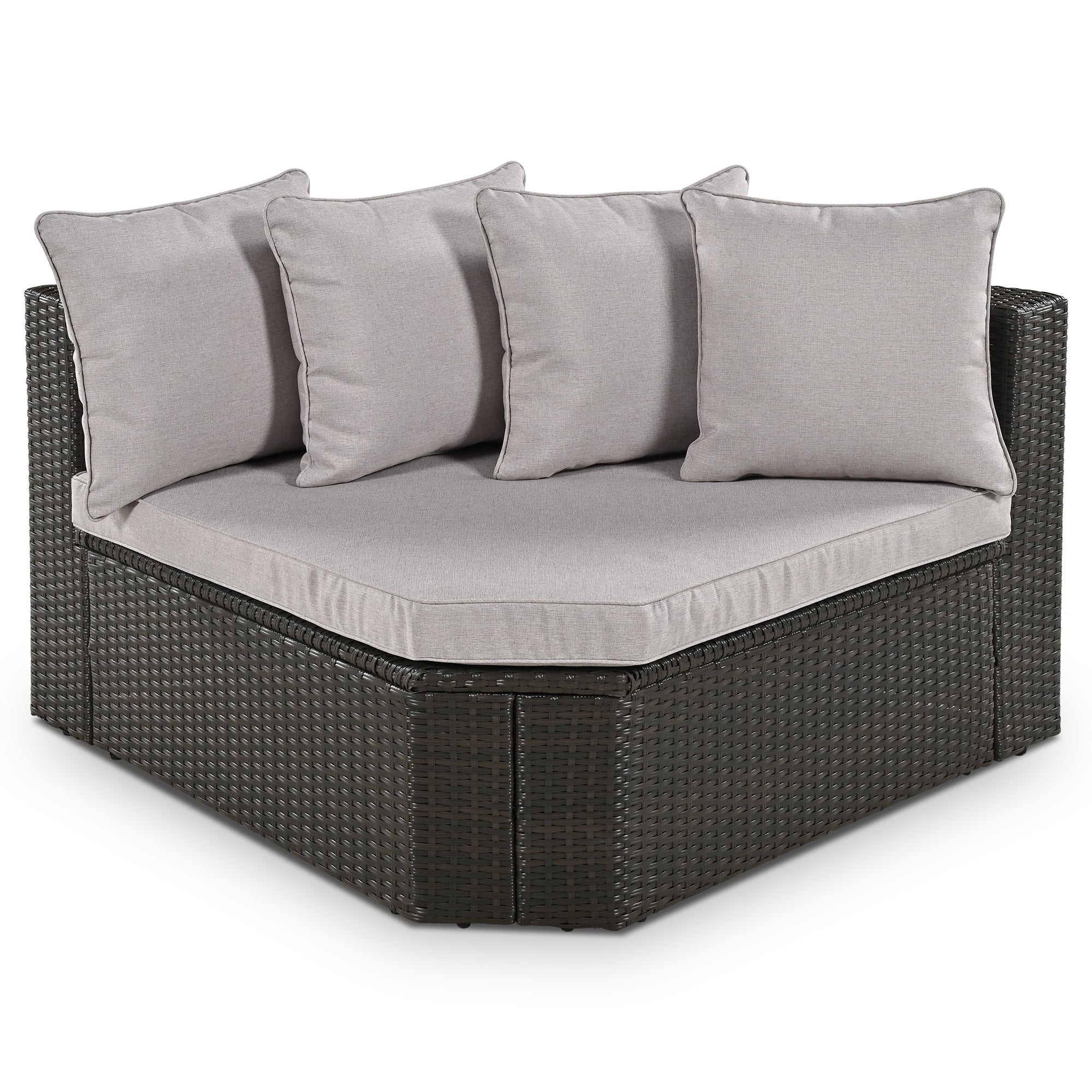Outdoor Wicker Sofa Set Brown 7 Piece Colorful Pillows Seats 6