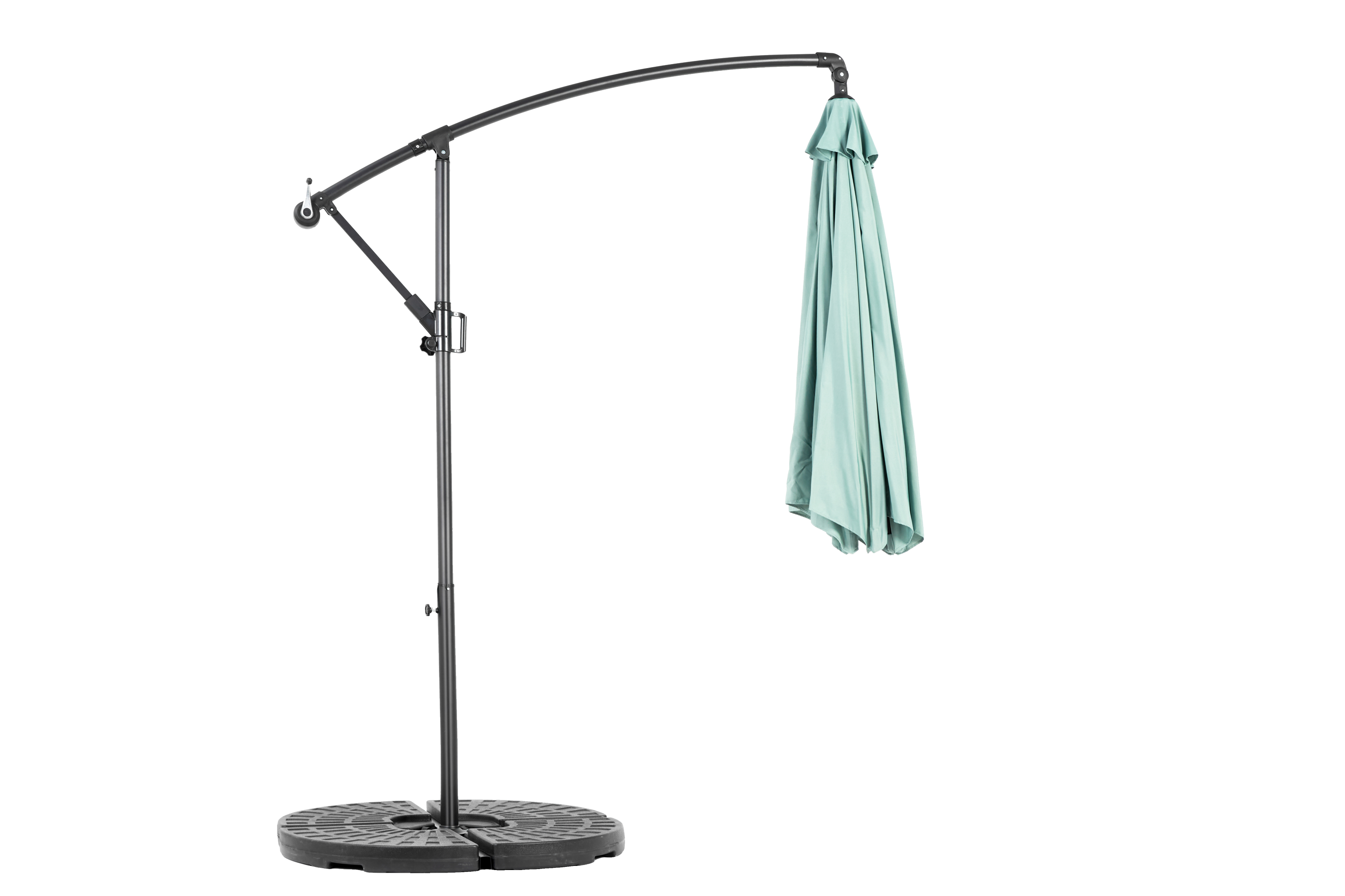 10ft Offset Hanging Market Patio Umbrella w-Easy Tilt Adjustment, Light Green