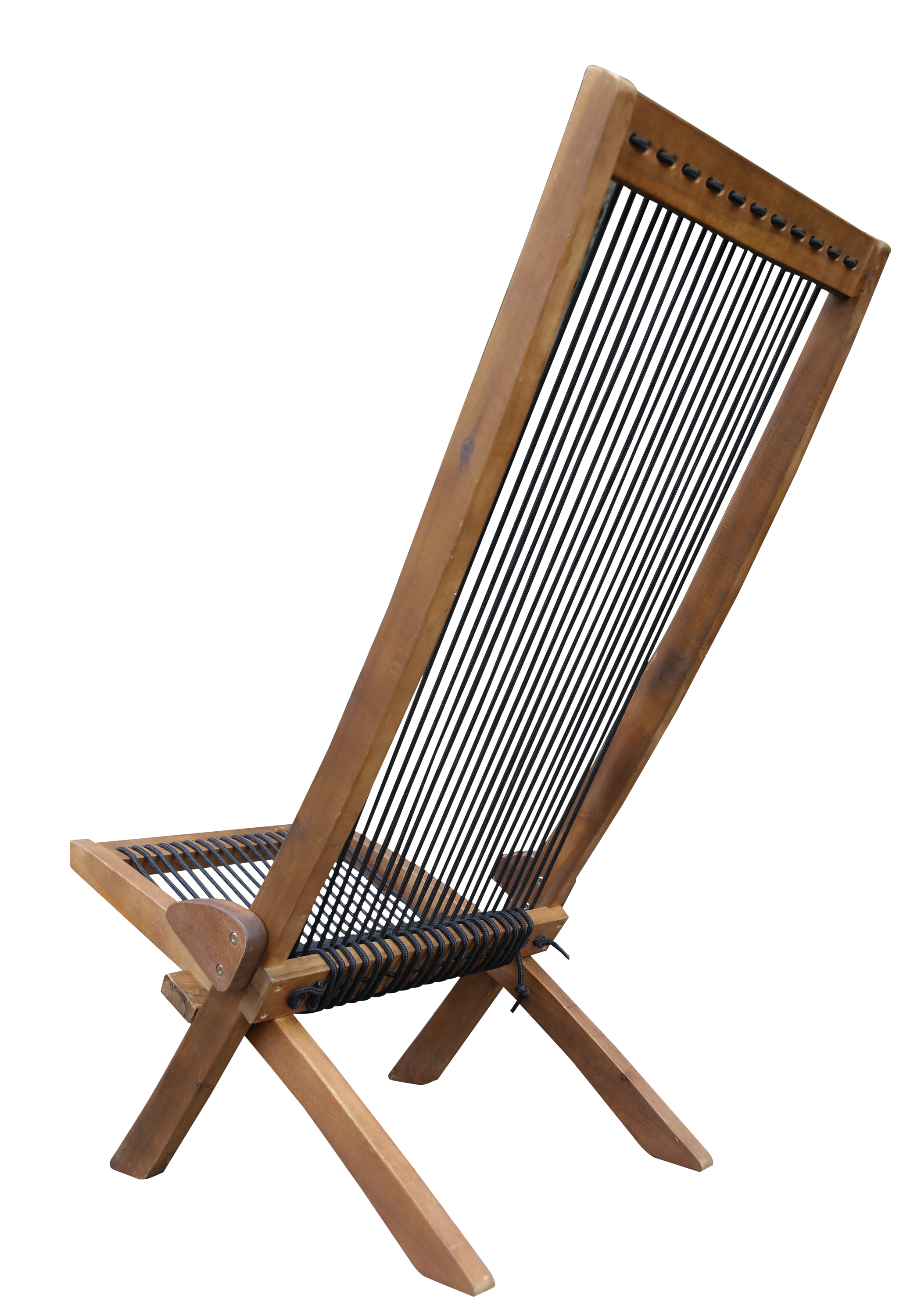 Accent Chair Folding Solid Wood Natural Rope Seat Indoor Outdoor Foldable