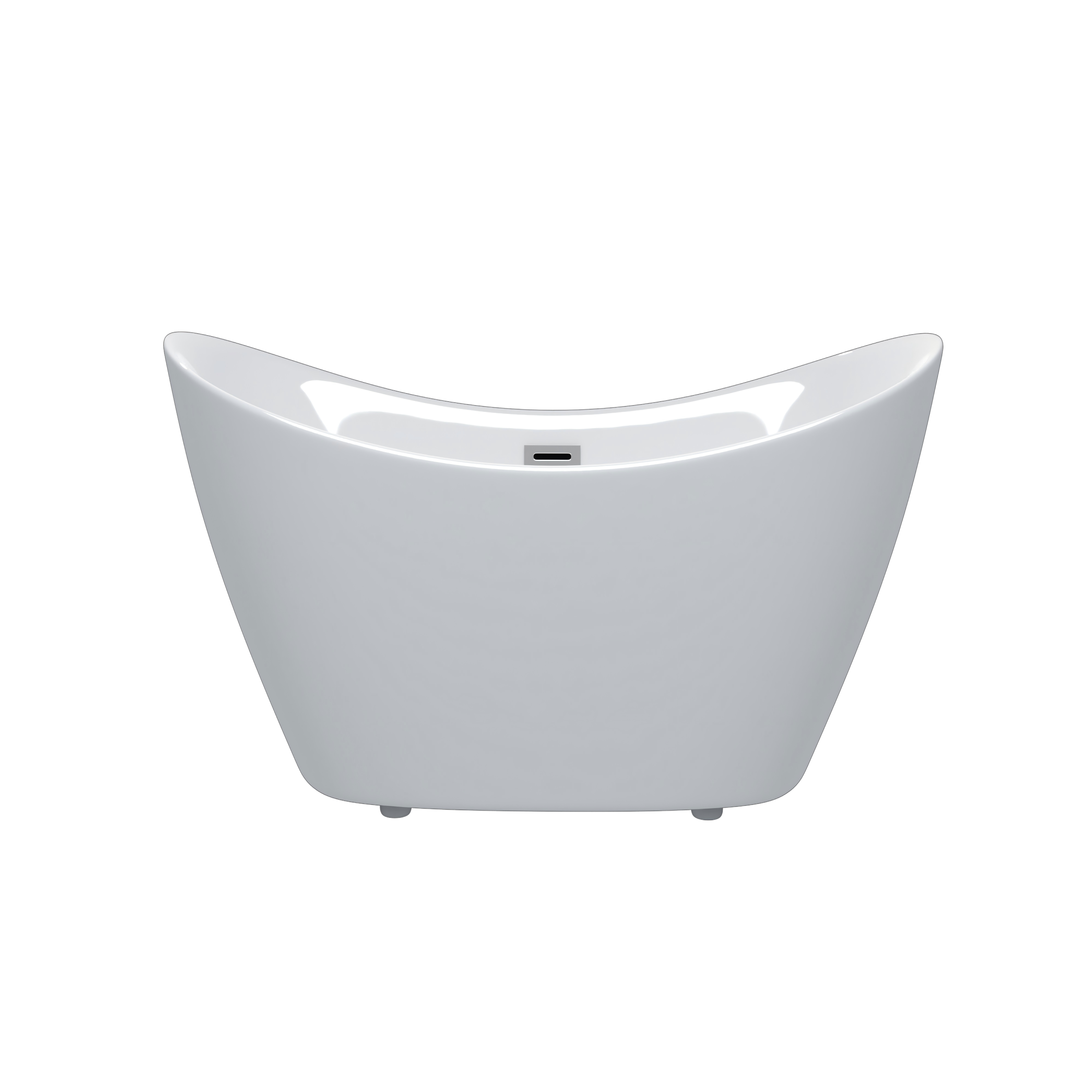 Modern Acrylic Freestanding Tub, Gloss White, Chrome Overflow and Pop-Up Drain