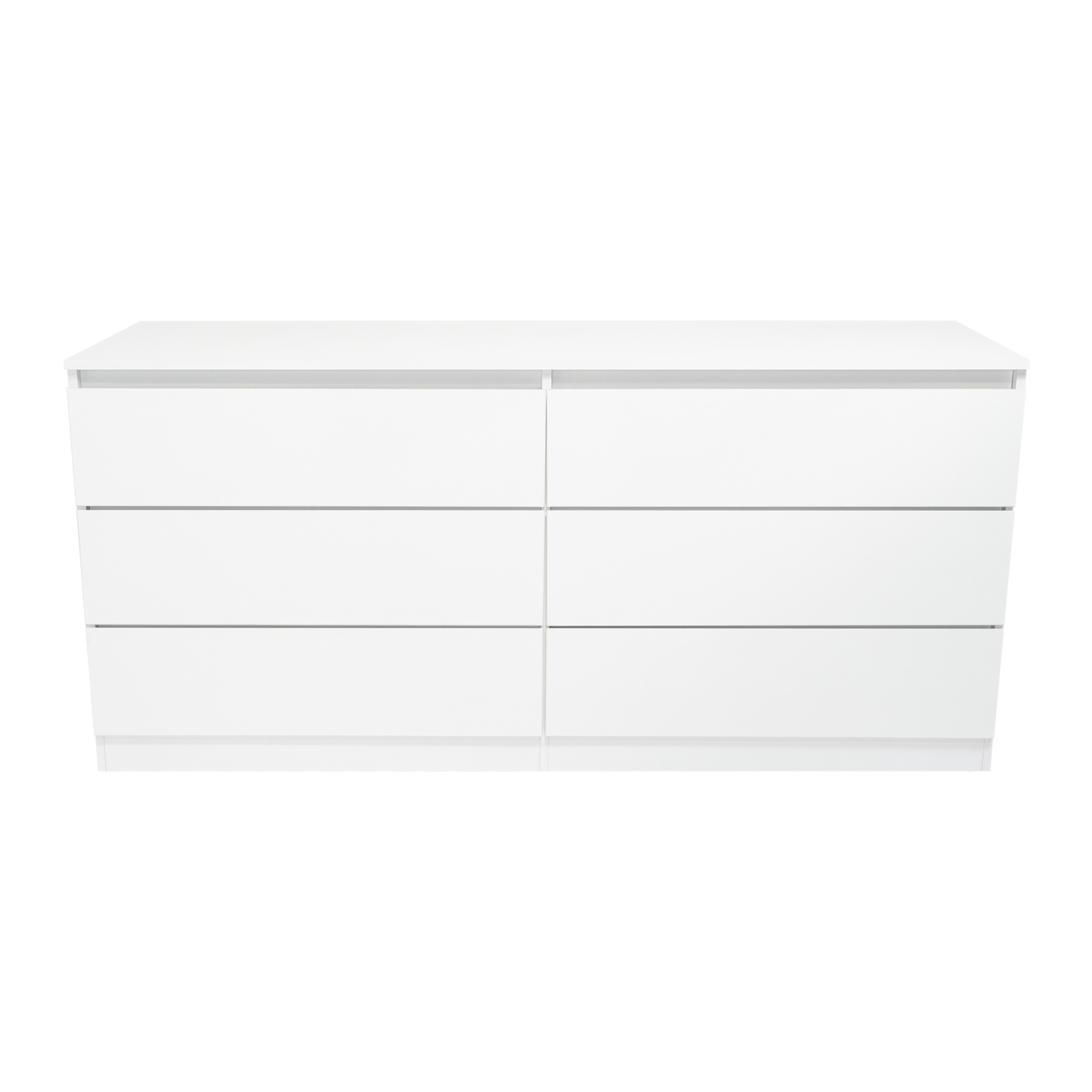 Dresser Minimalist Set of 2 6-Drawer White Particle Board Metal Legs 60.4 In