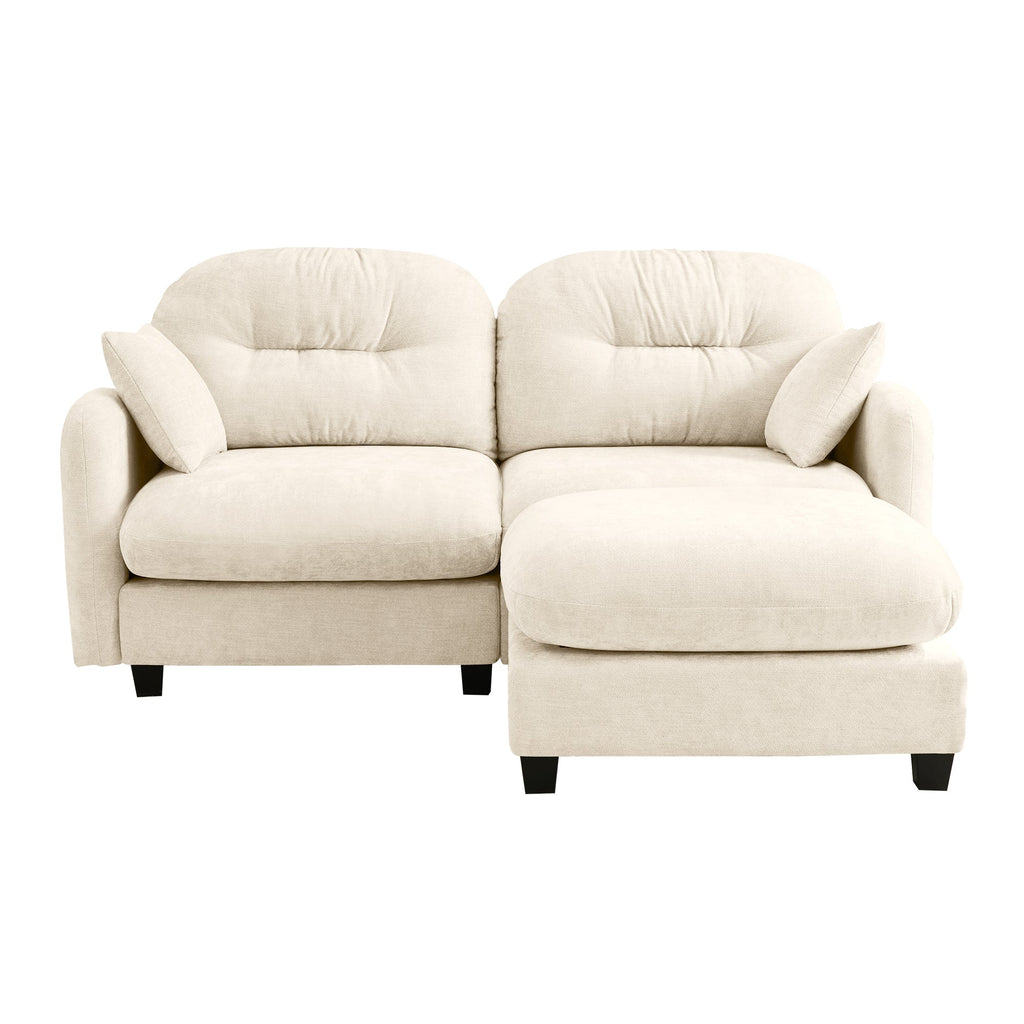 Sectional Sofa L-Shape Modular Chenille Beige Cloud Style with Ottoman