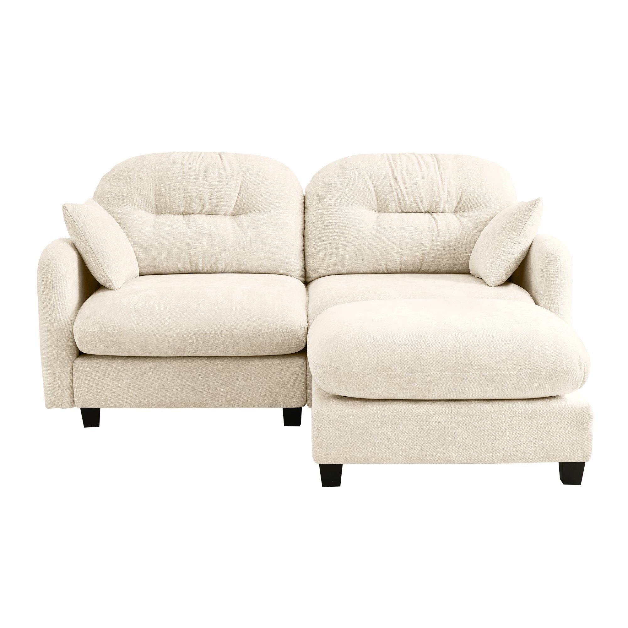 Sectional Sofa L-Shape Modular Chenille Beige Cloud Style with Ottoman
