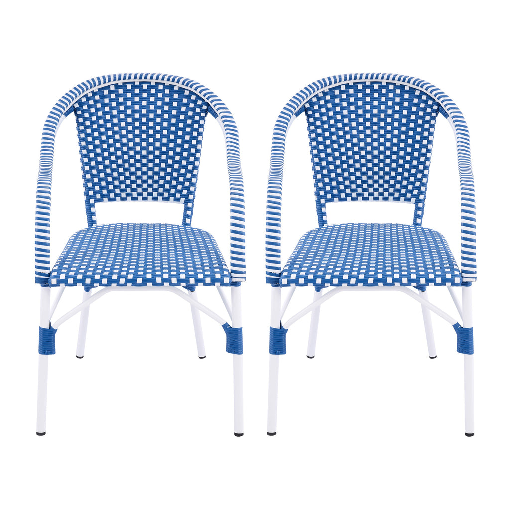 Outdoor Bistro Chairs Patio Dining Chairs Aluminum Frame PP Rattan Armchairs Set of 2
