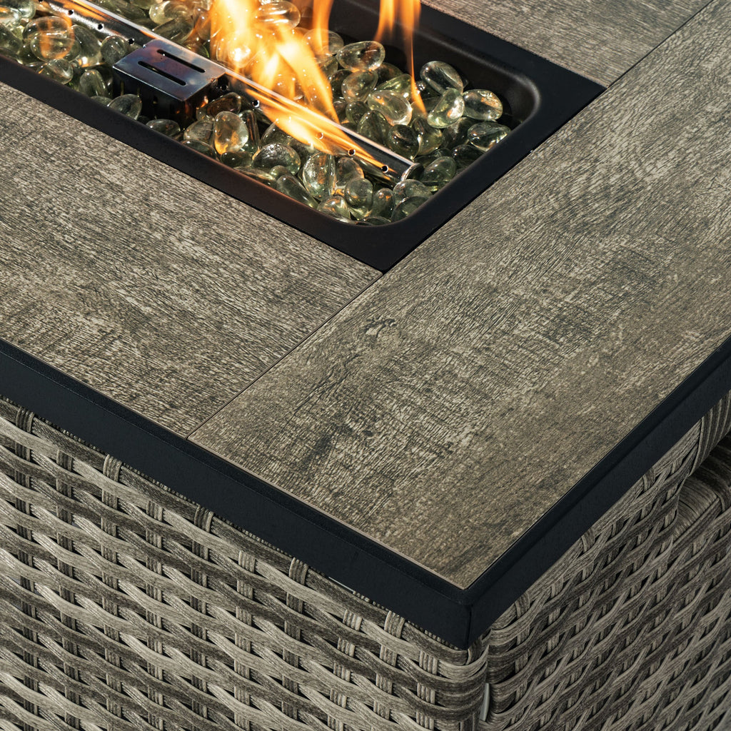 32' Propane Gas Fire Pit Table with Propane Tank Cover, 50000 BTU Rectangular
