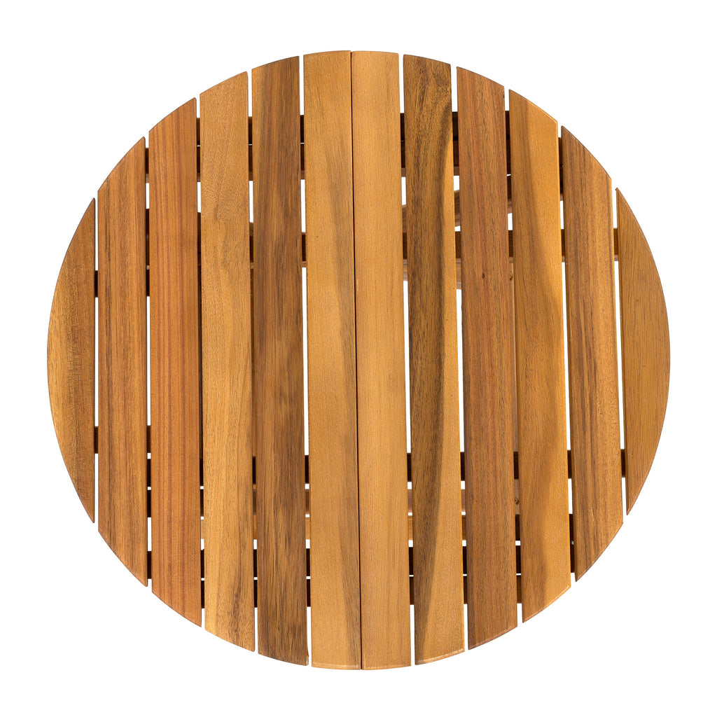 Outdoor Conversation Set Acacia Wood Teak Dark Gray Cushion 3 Piece