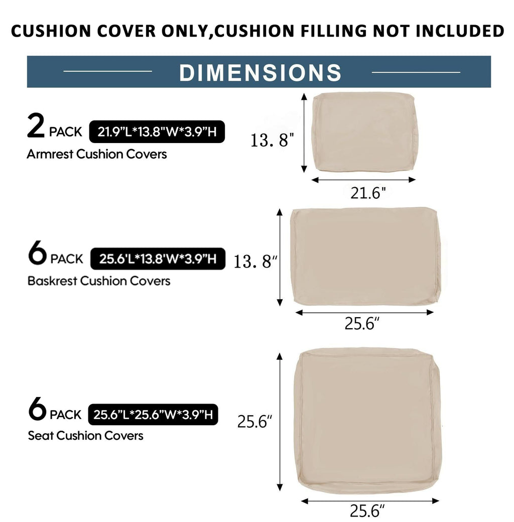 Cushion Covers for 7 Pcs (6-Seaters) Wicker Rattan Sectional Sofa,  14Pack