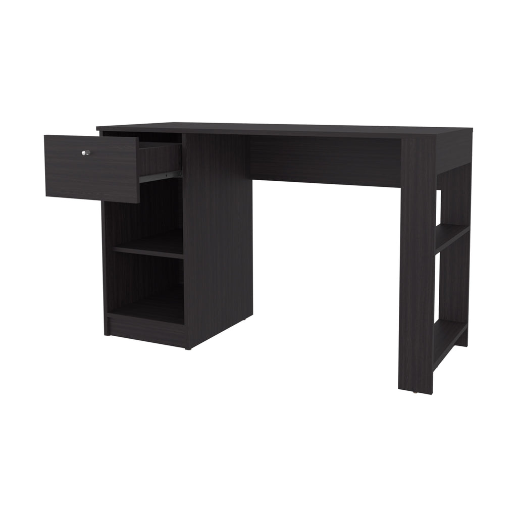 Sun City Computer Desk with a Drawer and Open Storage, Wengue
