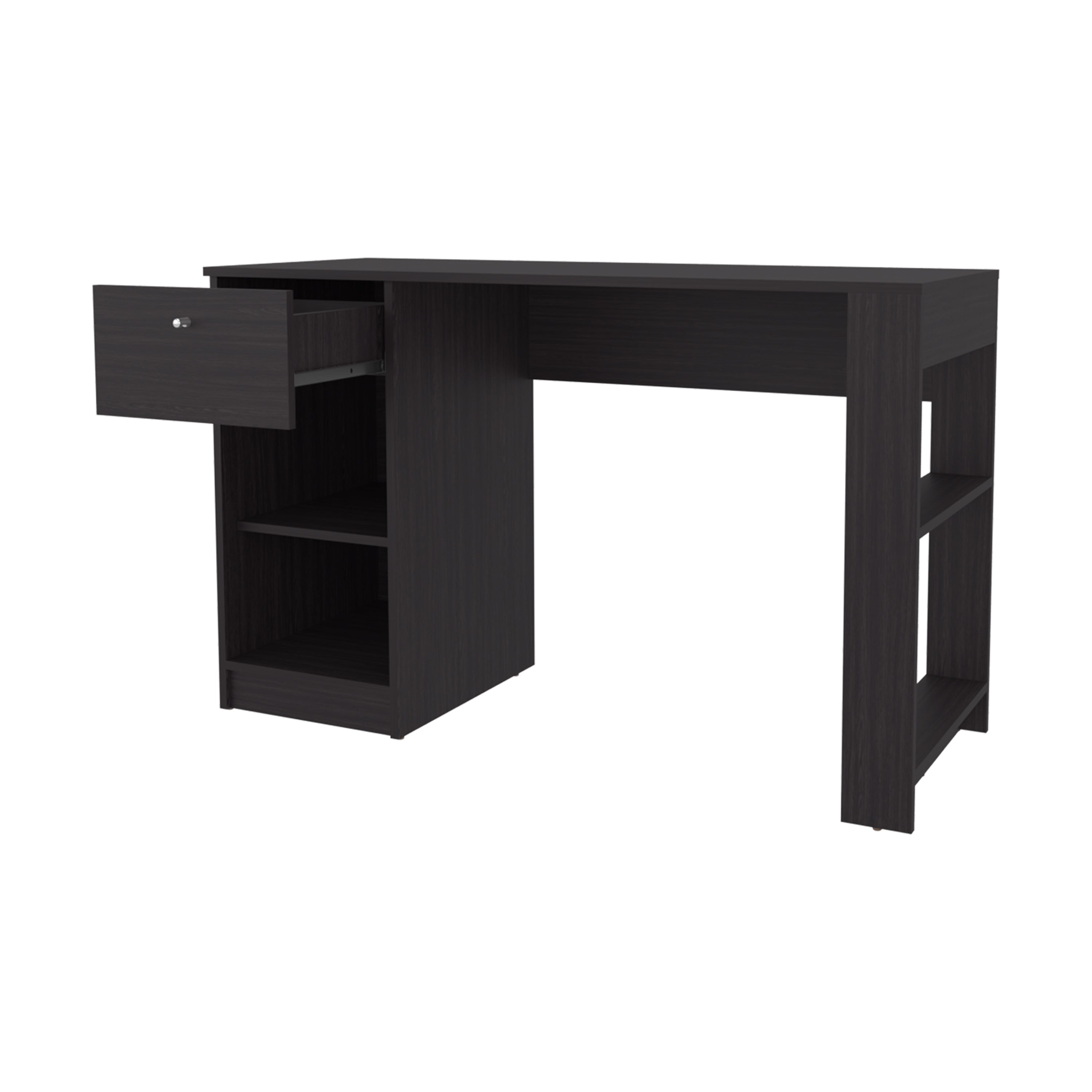 Sun City Computer Desk with a Drawer and Open Storage, Wengue