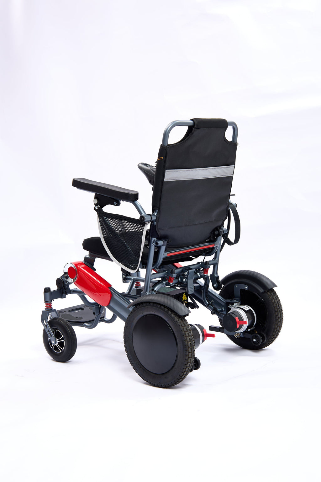 Wheelchair Electric Foldable Aluminum 40 Mile Dual Battery Black Red 42 In