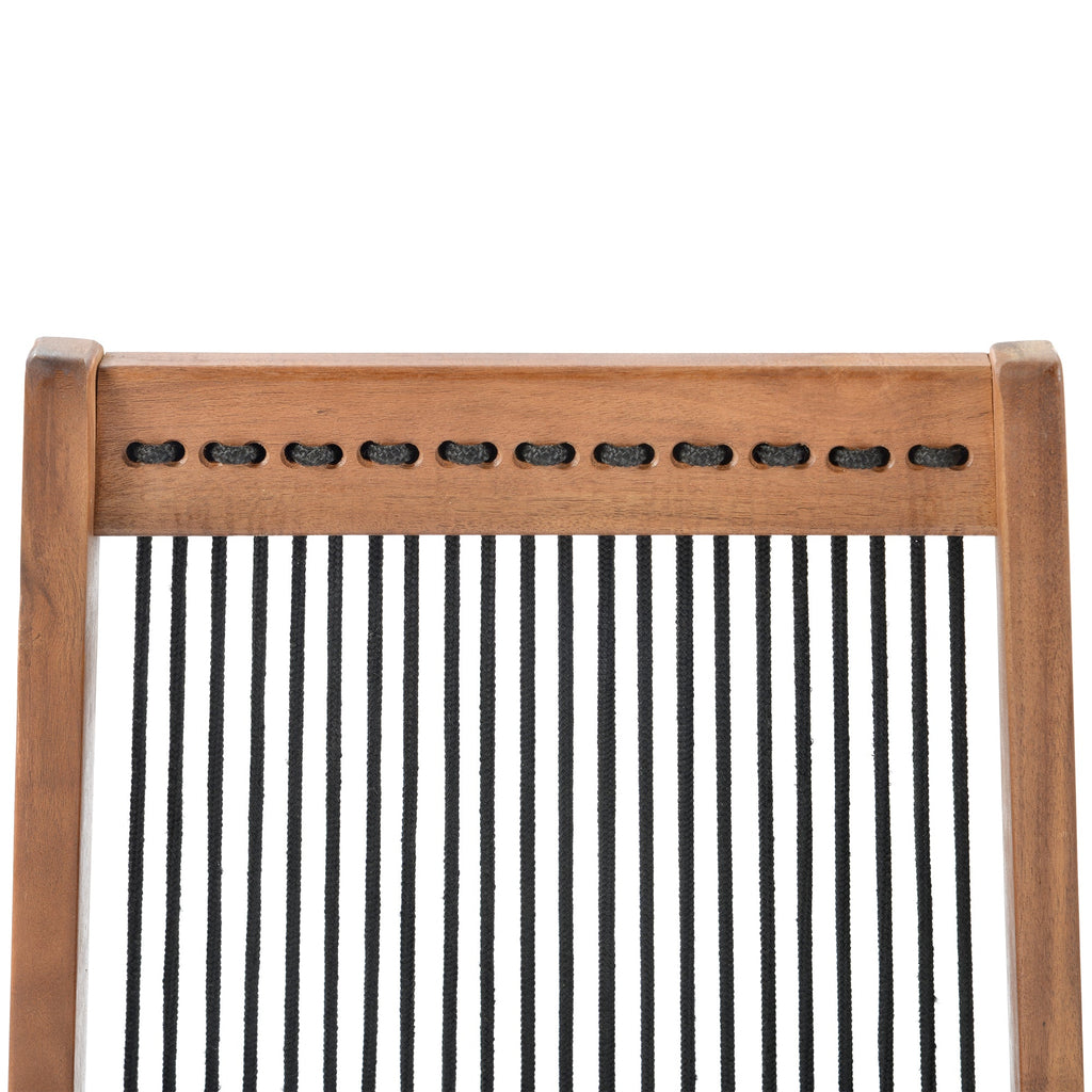 Accent Chair Folding Solid Wood Natural Rope Seat Indoor Outdoor Foldable