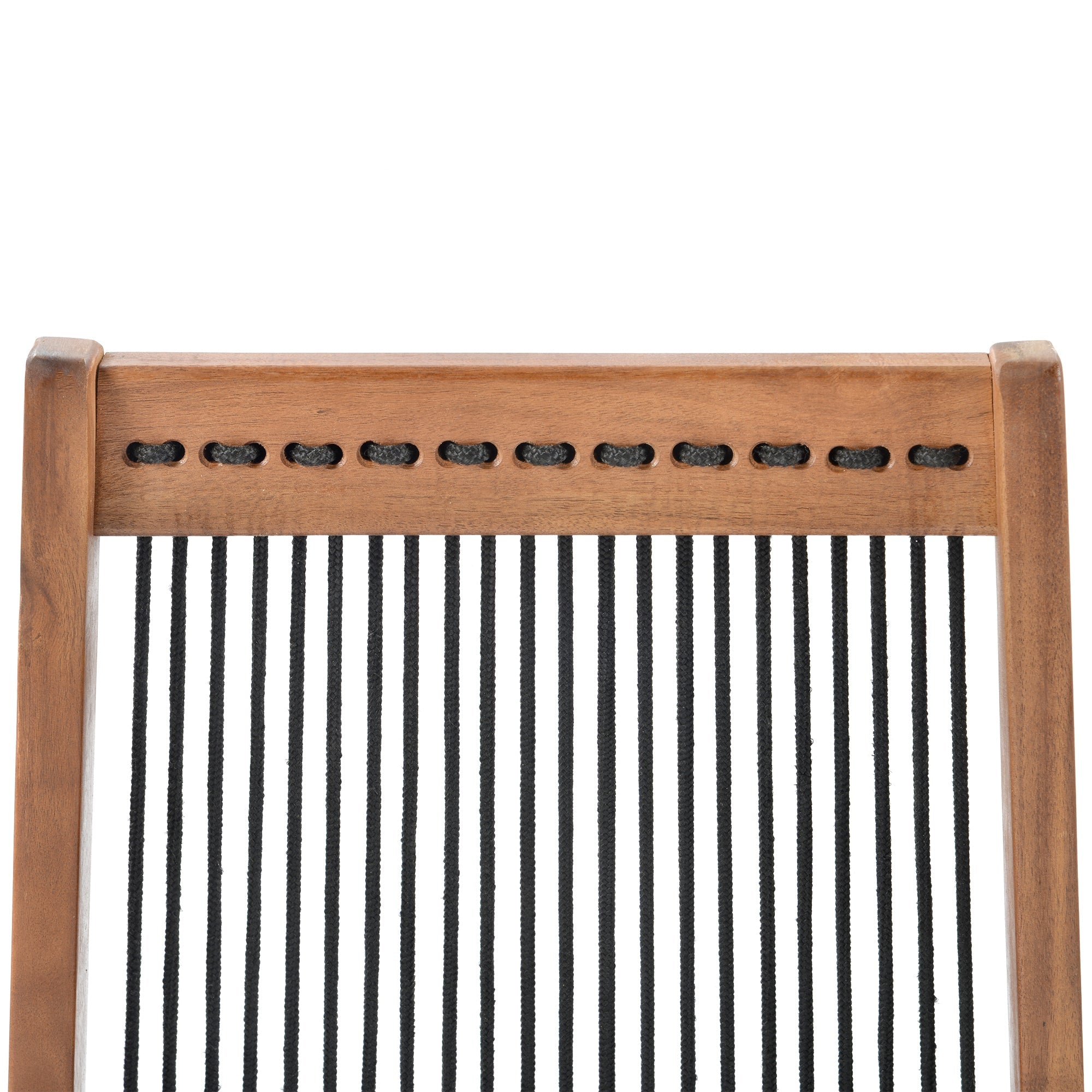 Accent Chair Folding Solid Wood Natural Rope Seat Indoor Outdoor Foldable