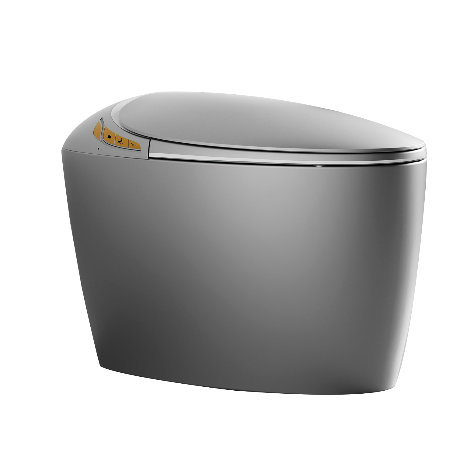 Smart Toilet One-Piece Gray Bidet Auto Lid Heated Seat Night Light 1.28 GPF