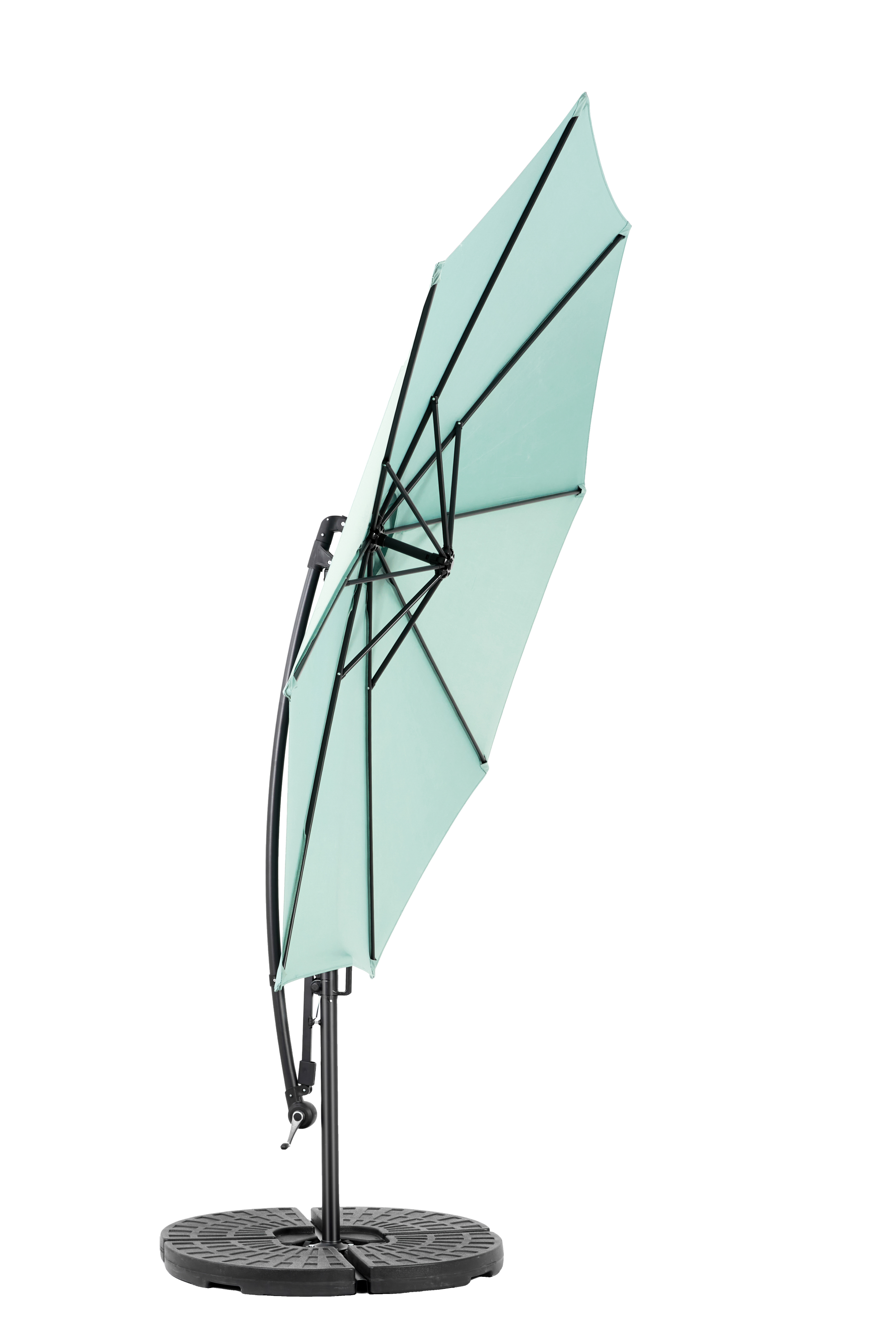 10ft Offset Hanging Market Patio Umbrella w-Easy Tilt Adjustment, Light Green