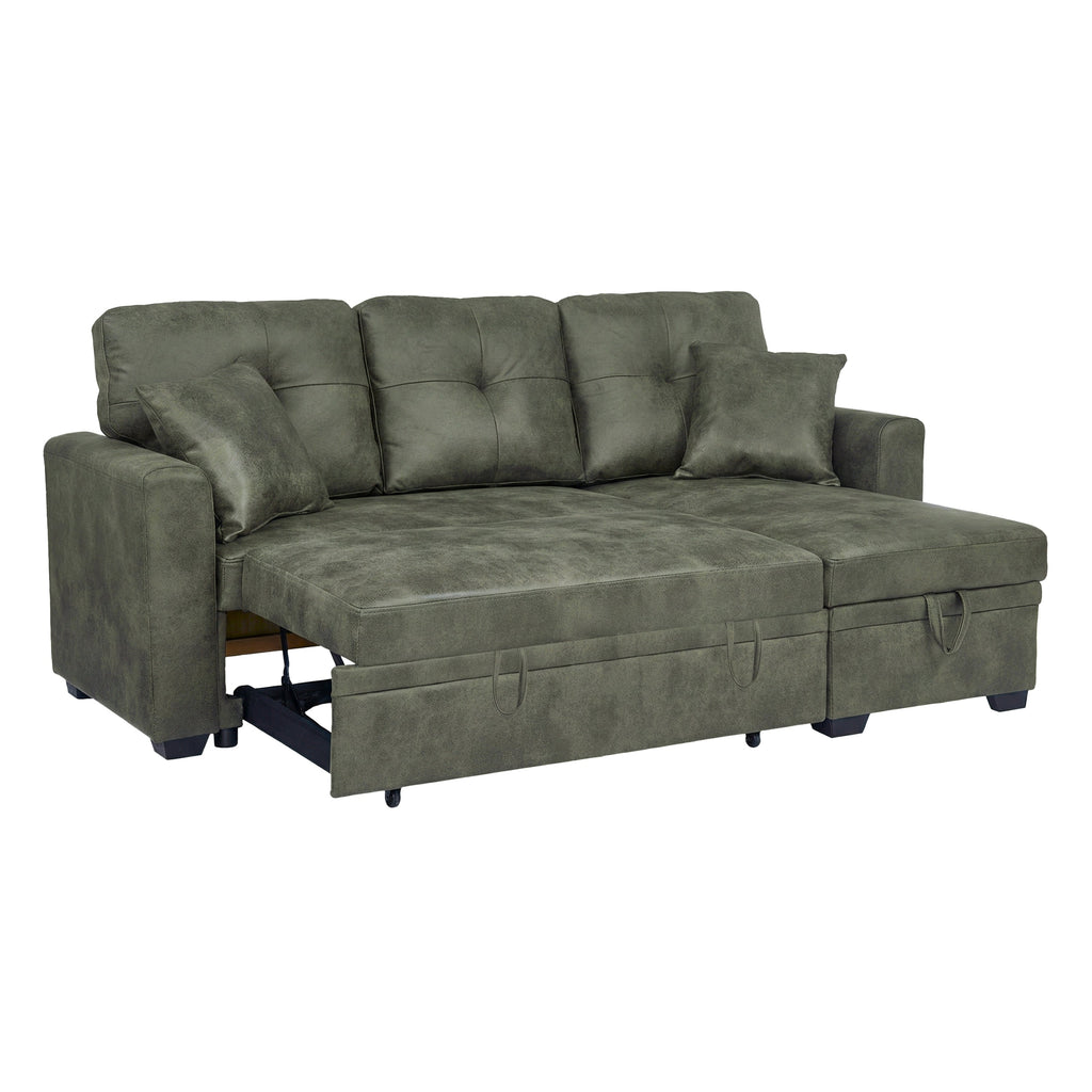 Sectional Sofa L-Shape Olive Green Sleeper 71